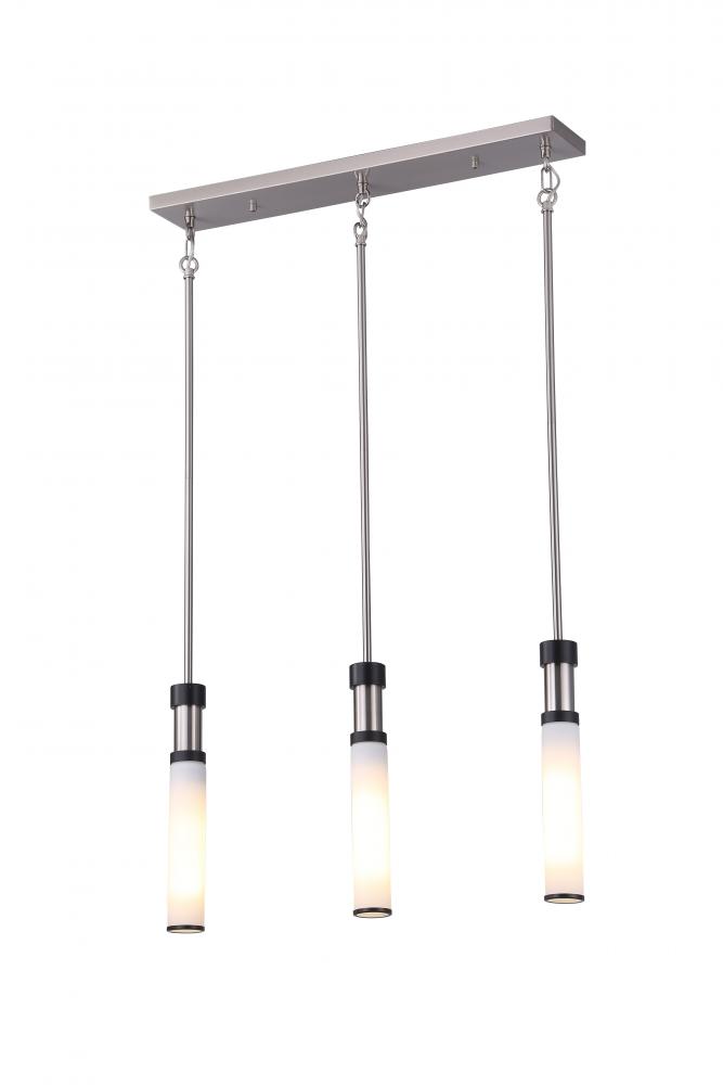 25" 3 Light Multi-Head Pendant With 3x25 W E26 medium base frame in Satin Nickel Finish